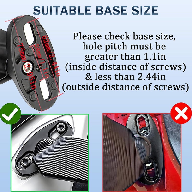 Scerymo Motorcycle Rear View Mirrors, 360° Rotating Stealth Mirror, Adjustable Side Mirrors, for Honda CBR300R CBR500R CBR600RR CBR1000RR, Kawasaki Ninja 300 400 650, Suzuki GSXR 600 750 1000, Yamaha, Ducati - Image 3